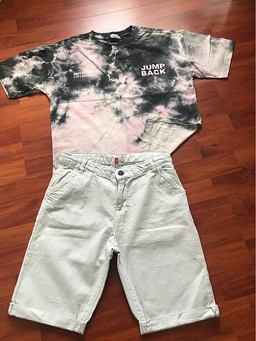 11-12 Yaş Beden Zara şort ve asit yıkamalı tşört takım 11 .12 yaş