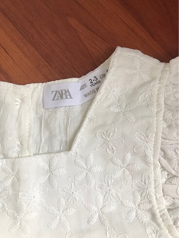 Zara Zara 3 yaş beyaz astarlı pamuklu elbise