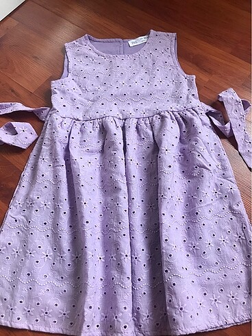 Zara lilarenk astarlı astarı pamuklu kuşaklı çok şık elbise