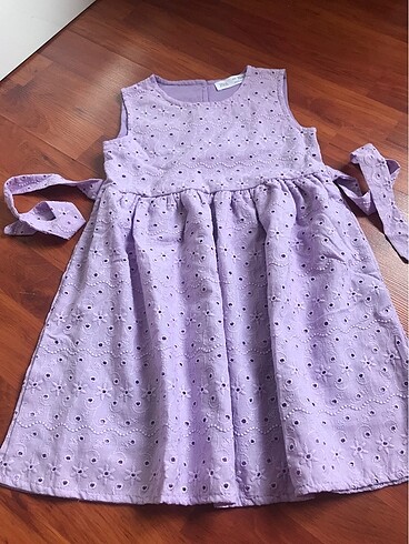 Zara Zara lilarenk astarlı astarı pamuklu kuşaklı çok şık elbise