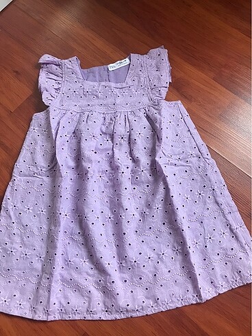 Zara Zara lila renk çok şık kumaşı astarı pamuklu elbise