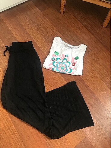 H&M pantolon salaş tril tril pamuklu yumuşacık daku