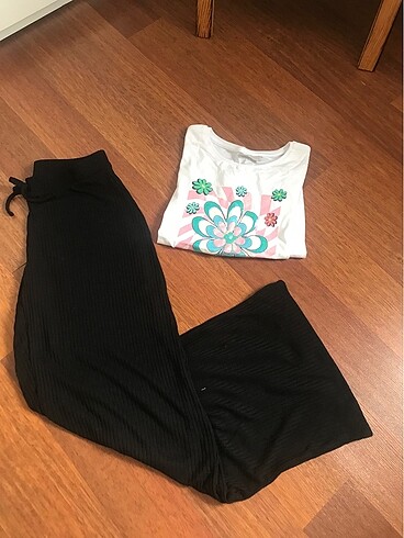 H&M H&M pantolon salaş tril tril pamuklu yumuşacık daku