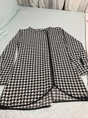 Kazayagı desenli önü kople fermuarlı tunik çok şık