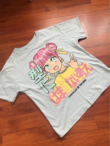 Zara anime baskılı bebe mavi pamuklu 10 yaş tşört