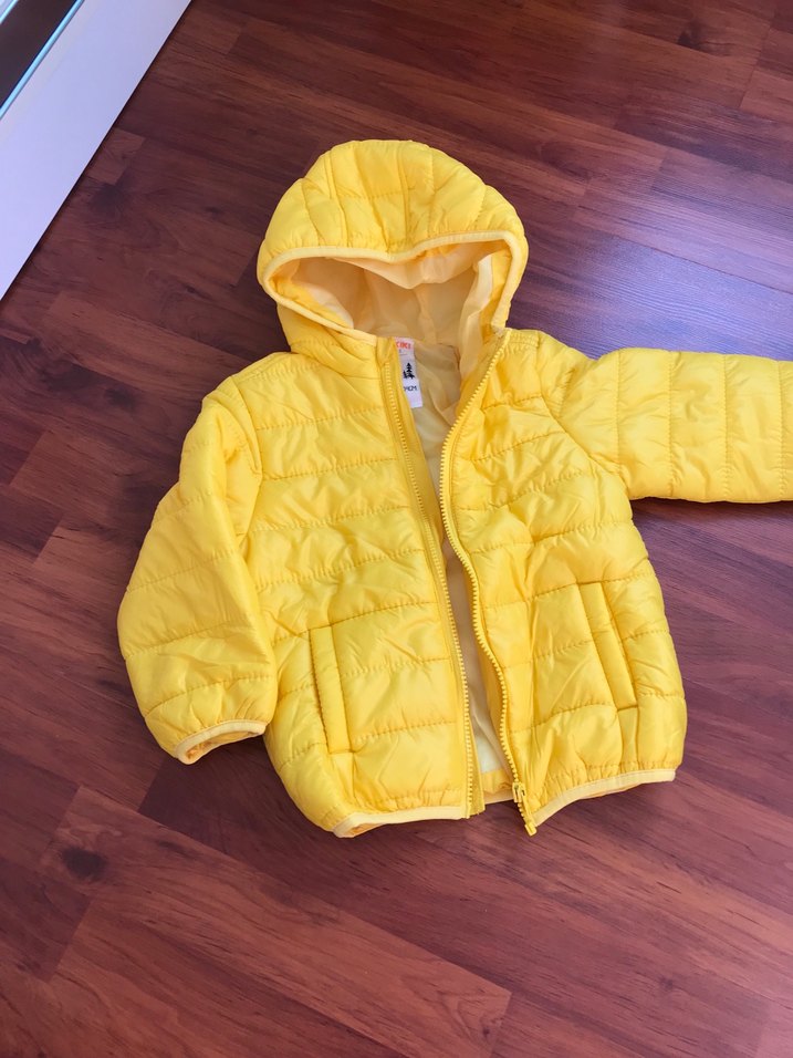 Sarı Kapüşonlu Fermuarlı Erkek Çocuk Montu - Görsel 2