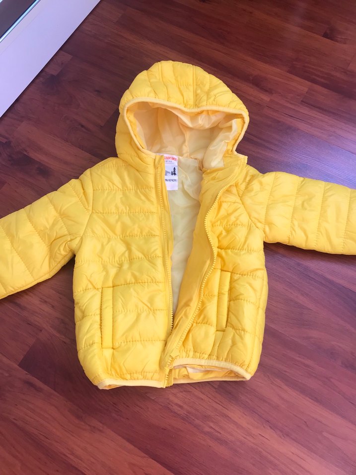 Sarı Kapüşonlu Fermuarlı Erkek Çocuk Montu - Görsel 3