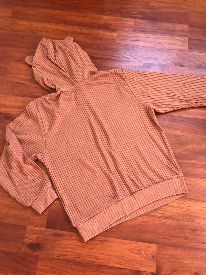 Kapüşonlu Kahverengi Yumuşacık dokulu çocuk sevetşört - Görsel 3