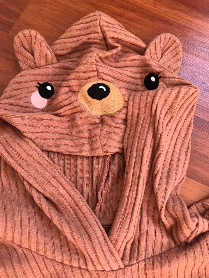 Kapüşonlu Kahverengi Yumuşacık dokulu çocuk sevetşört - Görsel 4