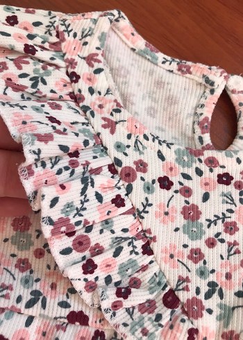 Pastel Pembe Çiçekli Bebek Tulum - Görsel 5