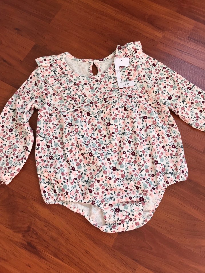 Pastel Pembe Çiçekli Bebek Tulum - Görsel 3