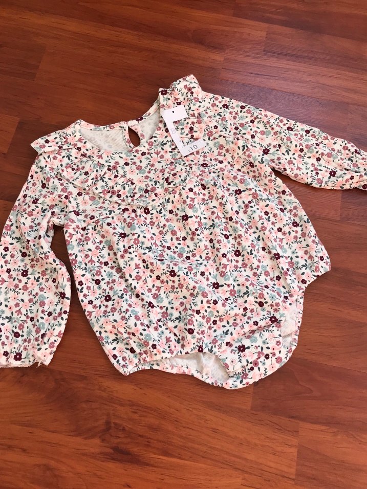 Pastel Pembe Çiçekli Bebek Tulum - Görsel 2