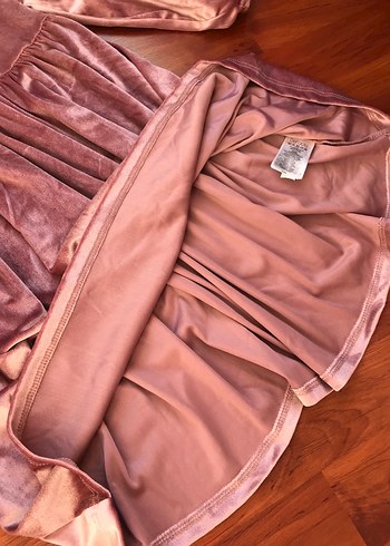 Pembe Kadife Kız Çocuk Elbisesi - Görsel 5