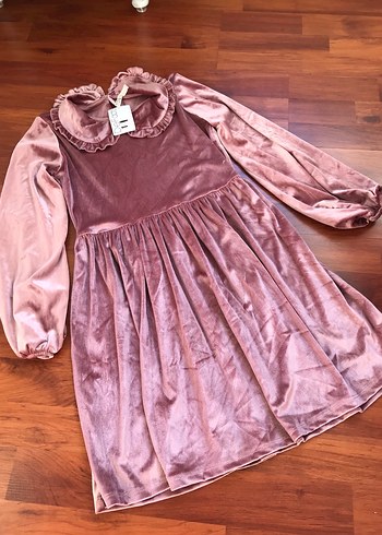 Pembe Kadife Kız Çocuk Elbisesi - Görsel 3