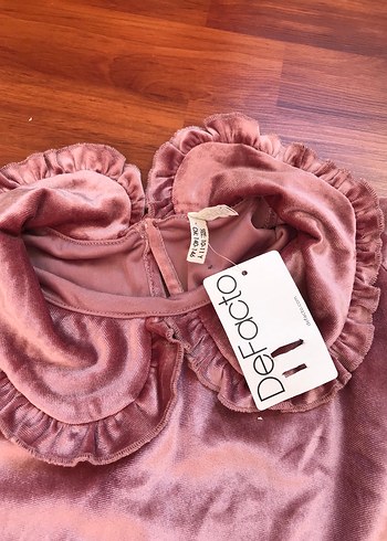 Pembe Kadife Kız Çocuk Elbisesi - Görsel 6