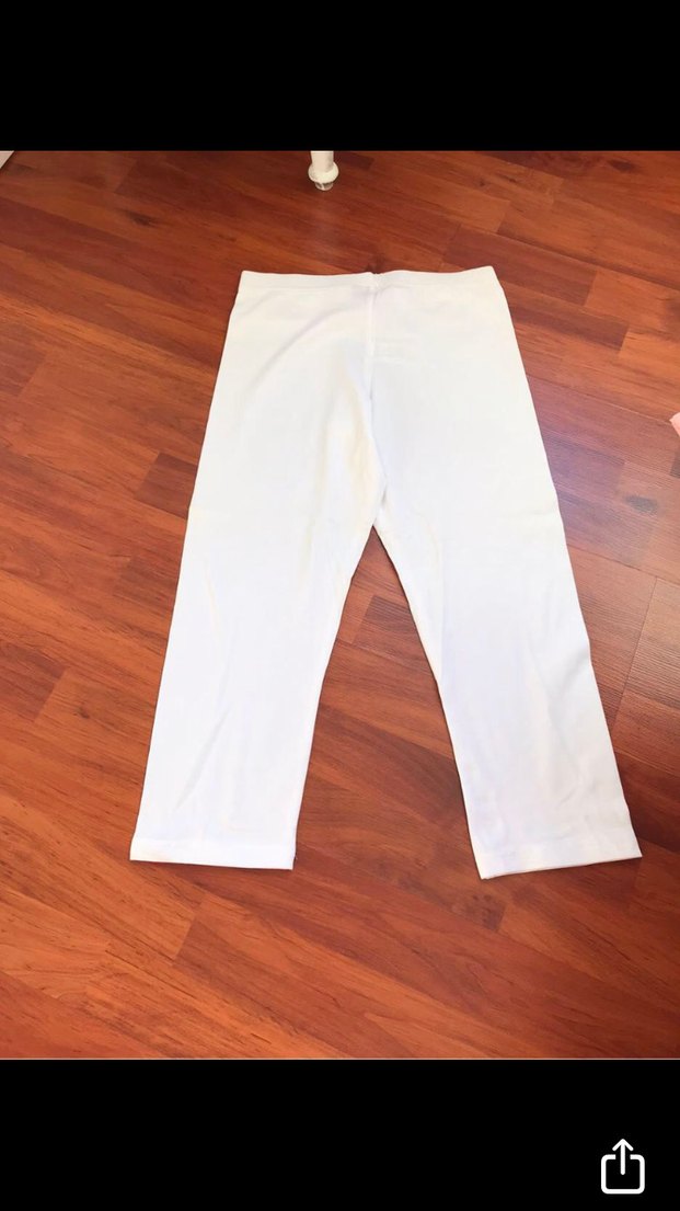 Beyaz Kadın Pamuk Penye tayt beyaz - Görsel 2