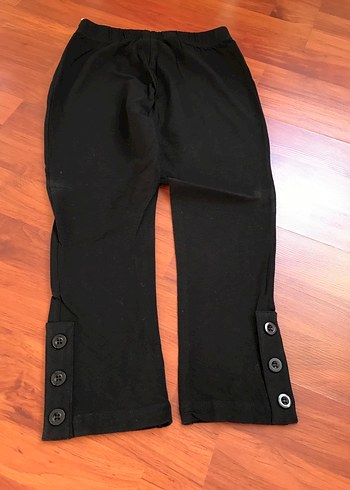 Düğmeli Siyah Tayt penye esnek rahat diz altı - Görsel 2