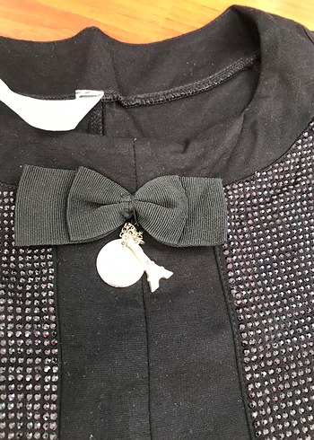 Kısa Kollu Siyah Payetli taşlı kısa  Elbise - Görsel 3