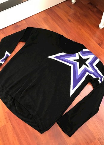 Siyah Uzun Kollu Örgü Kadın Kazak - Görsel 2