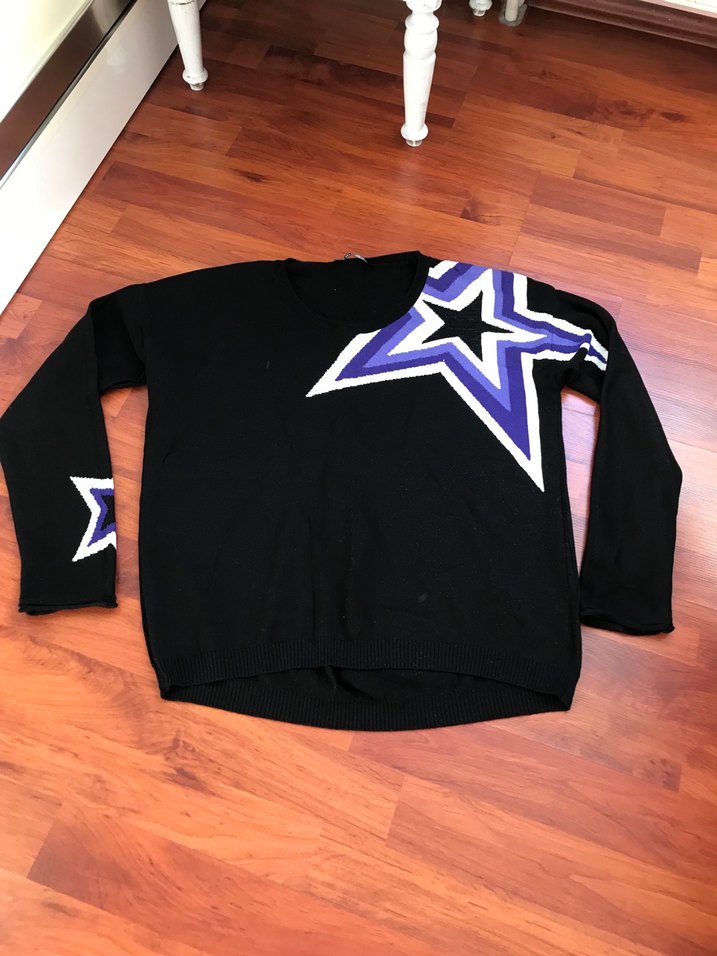 Siyah Uzun Kollu Örgü Kadın Kazak - Görsel 5