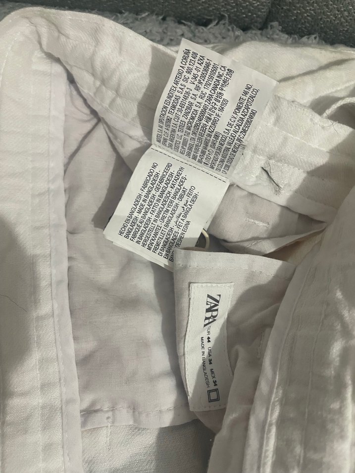 Beyaz Keten Rahat Kesim Pantolon - Görsel 5