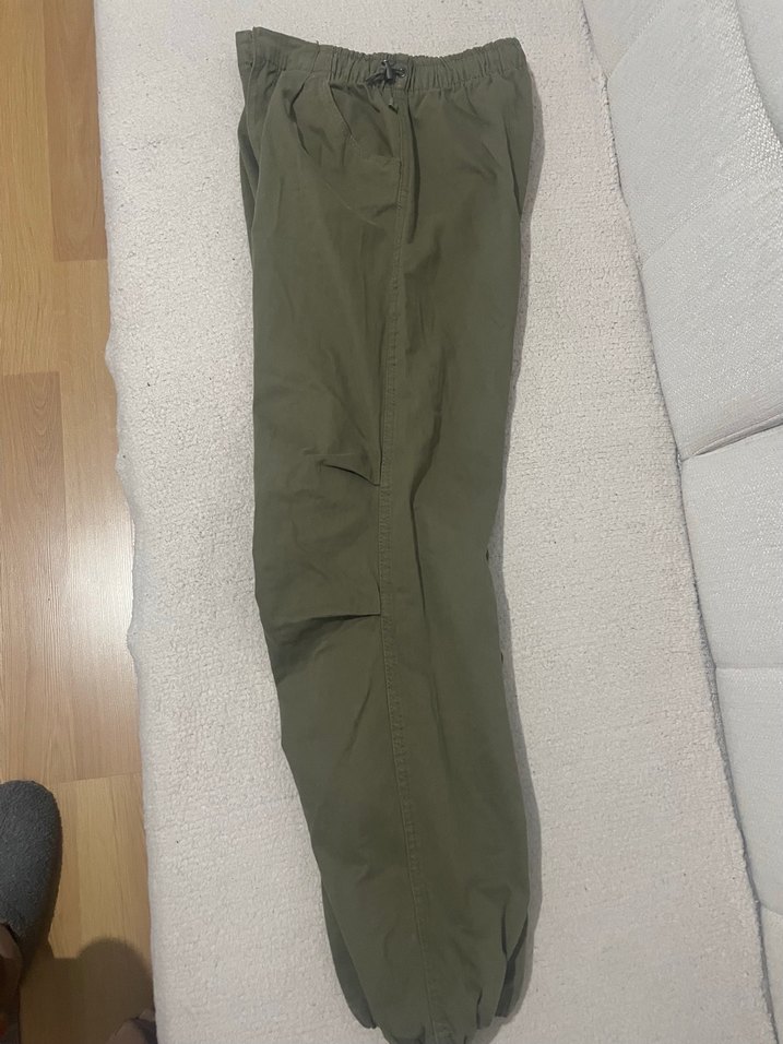 Kadın Haki Renk Salaş Kumaş Pantolon - Görsel 5