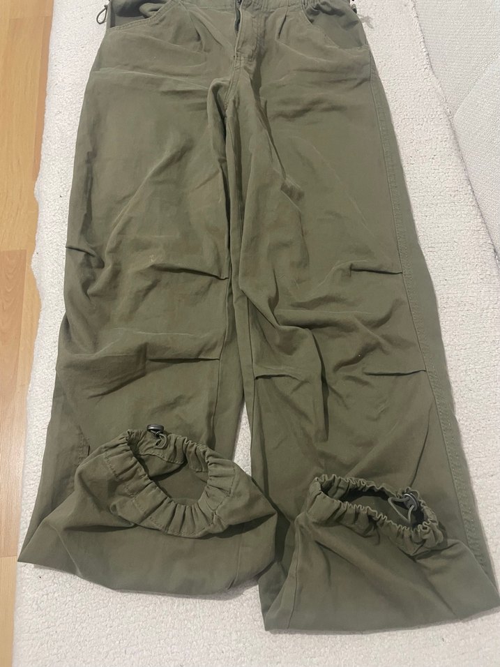 Kadın Haki Renk Salaş Kumaş Pantolon - Görsel 2