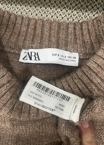 Uzun Kollu Kahverengi Örgü Kadın Kazak - Görsel 5