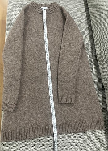 Uzun Kollu Kahverengi Örgü Kadın Kazak - Görsel 3