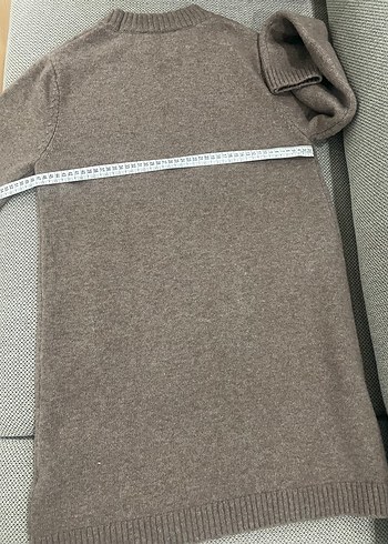 Uzun Kollu Kahverengi Örgü Kadın Kazak - Görsel 4