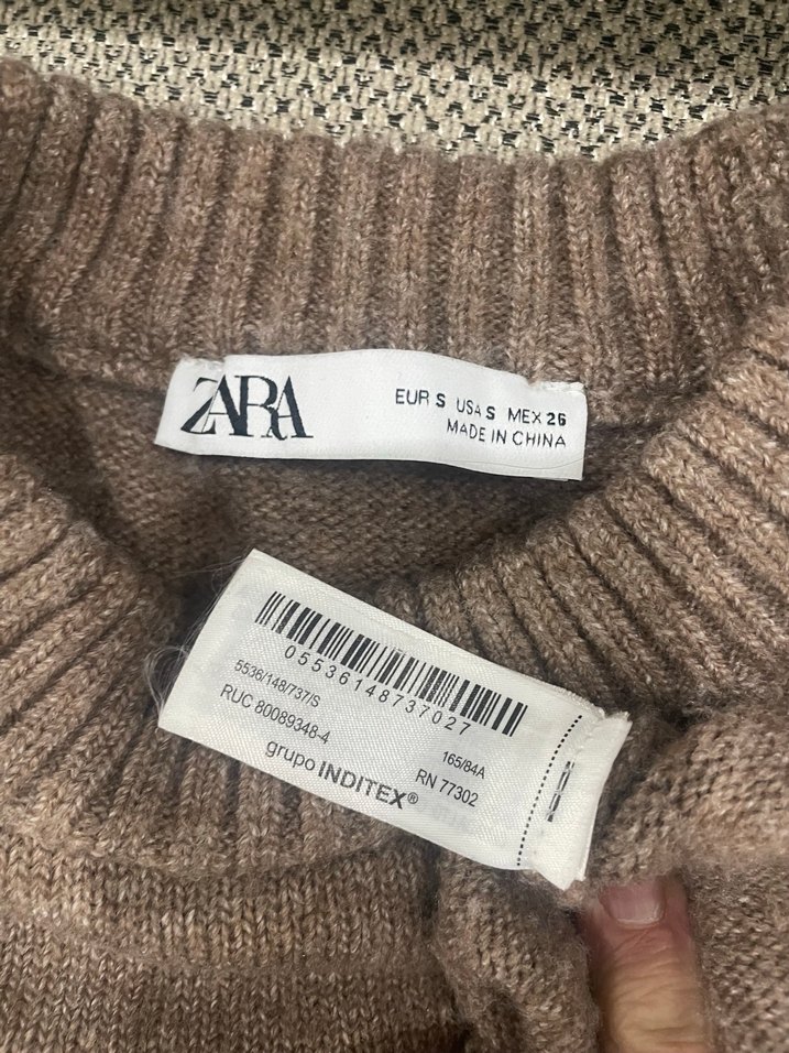 Uzun Kollu Kahverengi Örgü Kadın Kazak - Görsel 5