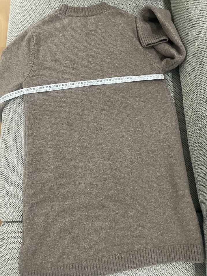 Uzun Kollu Kahverengi Örgü Kadın Kazak - Görsel 4