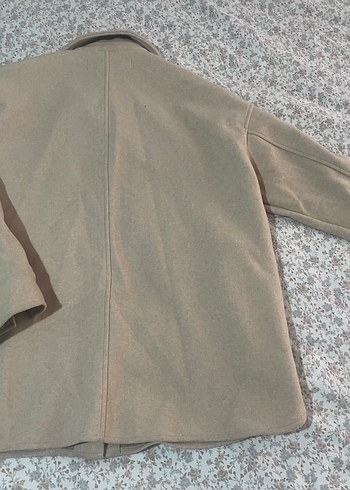 Bej Midi Boy çıt çıt Düğmeli unisex kaşe ceket - Görsel 7