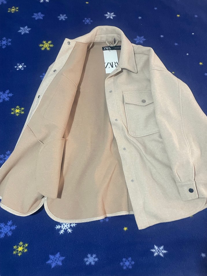 Bej Midi Boy çıt çıt Düğmeli unisex kaşe ceket - Görsel 2