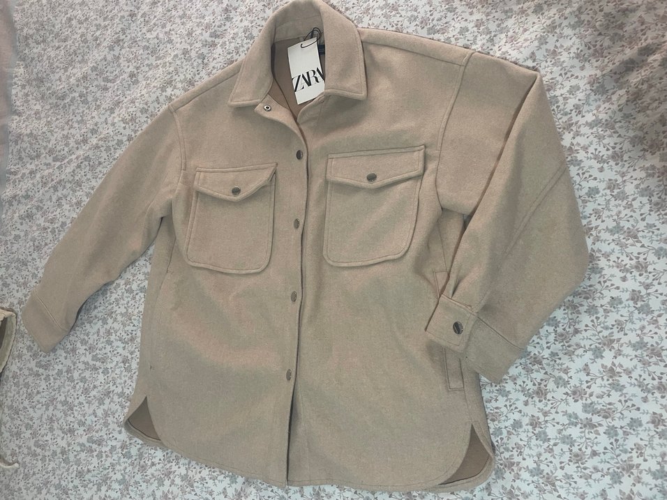 Bej Midi Boy çıt çıt Düğmeli unisex kaşe ceket - Görsel 5