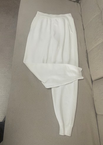 Kadın Beyaz Pamuklu Salaş Sweatpant - Görsel 3