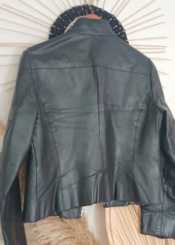 Siyah Deri Biker Ceket. Mango. hakiki deri - Görsel 10