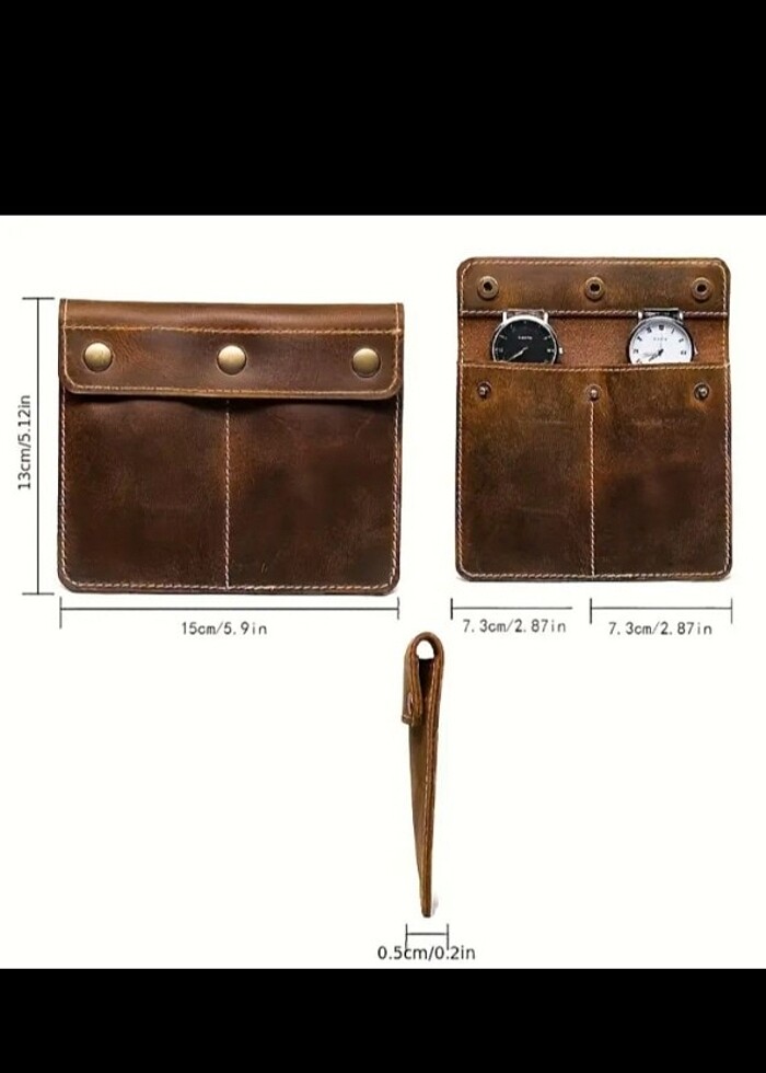 suni deri saat saklama cüzdanı... - Görsel 4