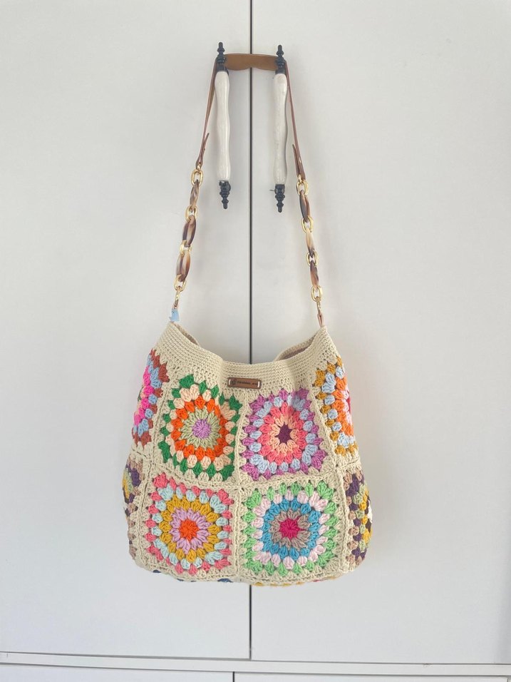 Renkli Örgü Dantel Bohem Kadın Çanta - Görsel 2