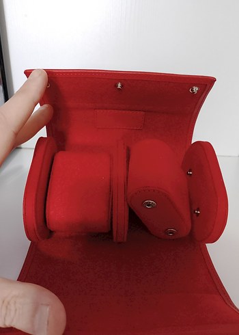 Kırmızı Deri İçi Süet Saat Kutusu - Görsel 2