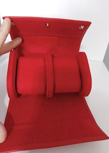 Kırmızı Deri İçi Süet Saat Kutusu - Görsel 3