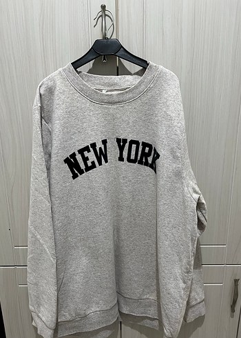 Gri Kadın Baskılı Sweatshirt Uzun Kollu
