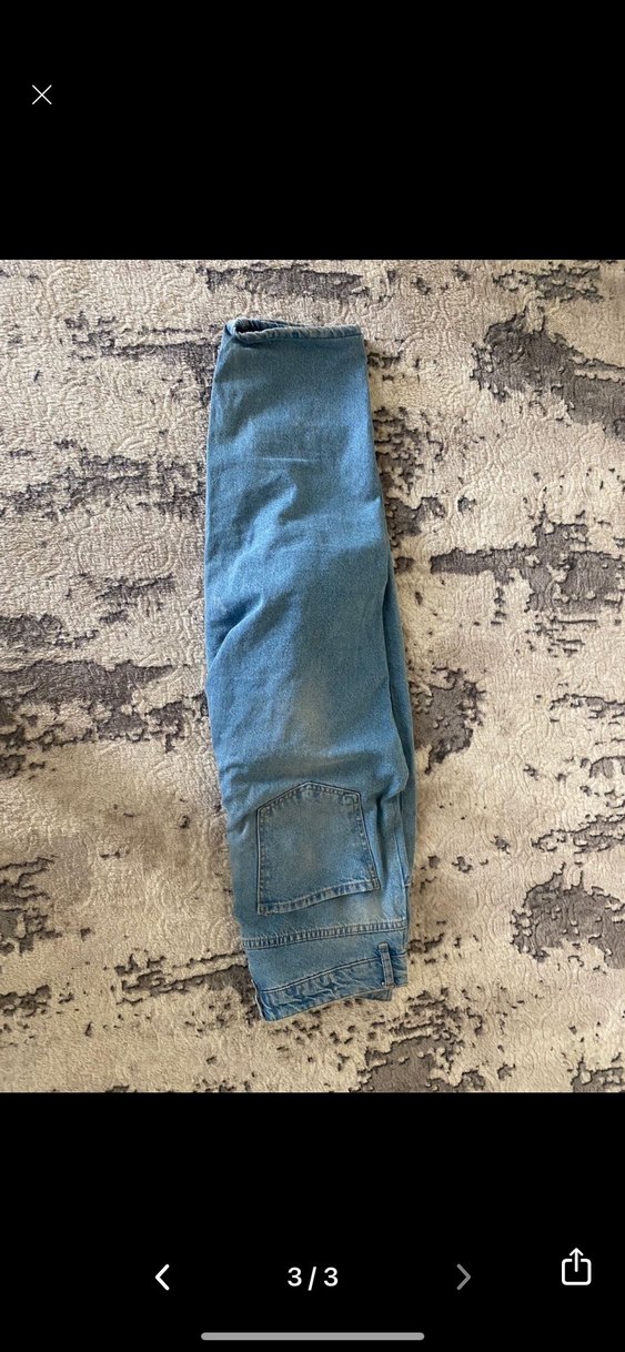 Kadın Mavi jeans bol paca - Görsel 3