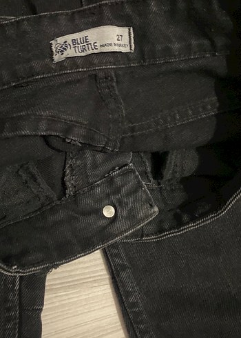 Siyah Kadın Midi Boy Bol Kesim Kot Pantolon - Görsel 3