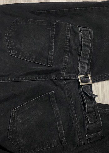 Siyah Kadın Midi Boy Bol Kesim Kot Pantolon - Görsel 2