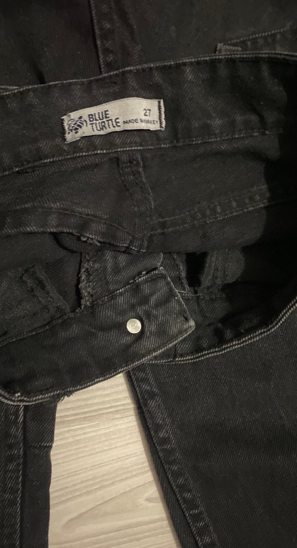 Siyah Kadın Midi Boy Bol Kesim Kot Pantolon - Görsel 3