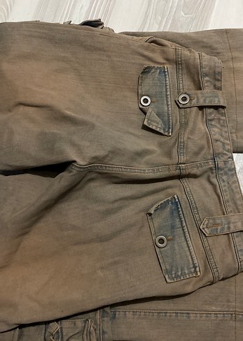 Kadın Kahverengi Bol Kesim Kemerli Denim Pantolon - Görsel 3