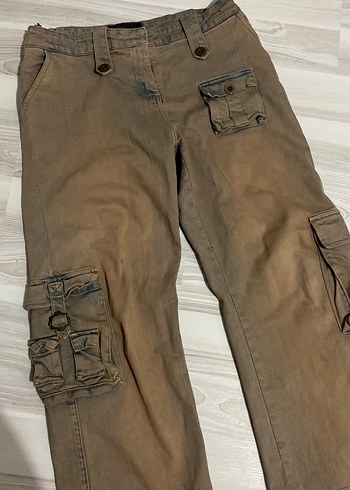 Kadın Kahverengi Bol Kesim Kemerli Denim Pantolon - Görsel 2