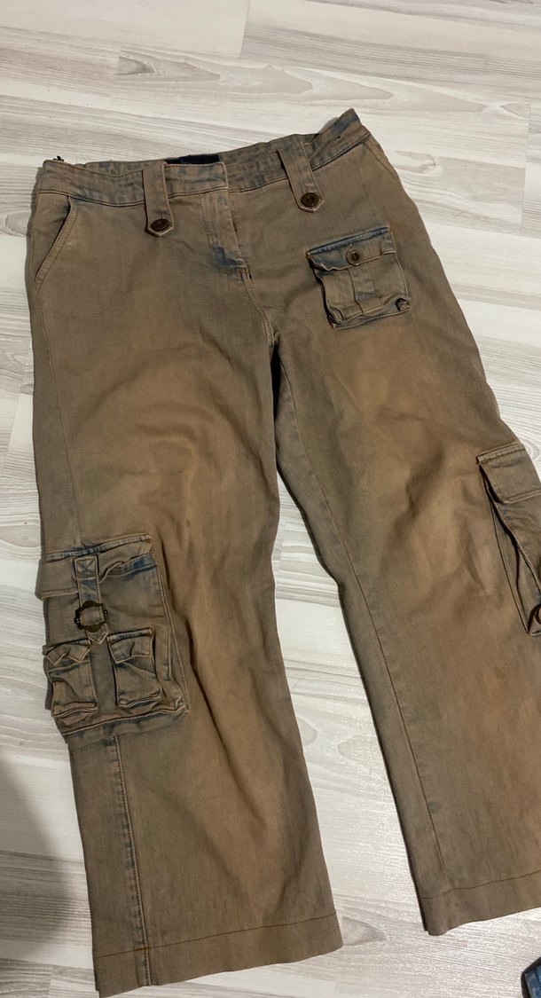 Kadın Kahverengi Bol Kesim Kemerli Denim Pantolon - Görsel 2