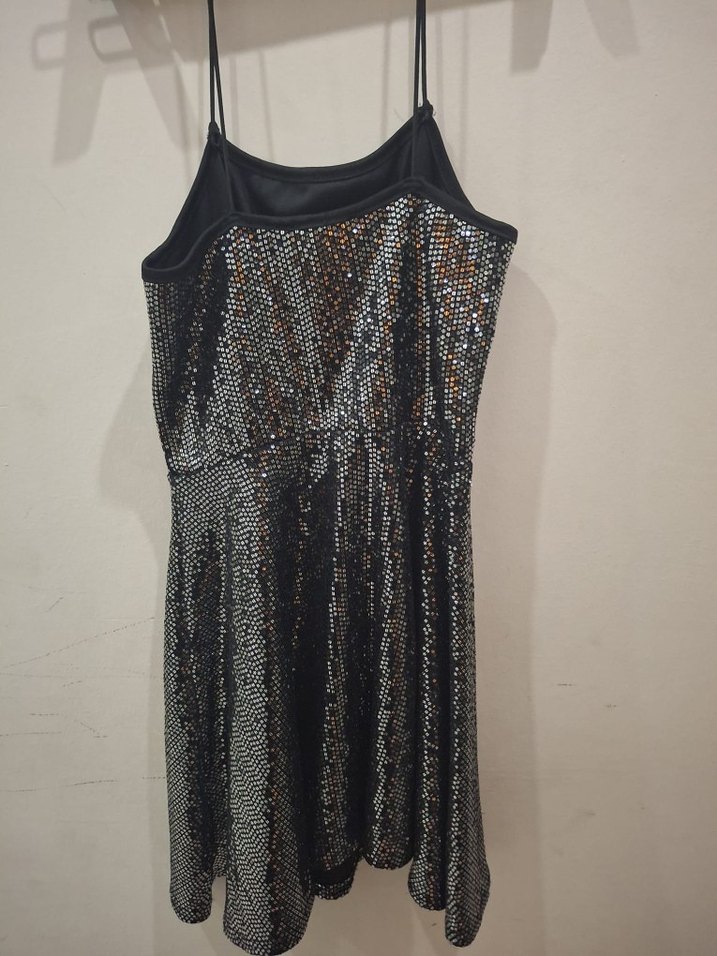 Simli Gri Midi Elbise - Görsel 2